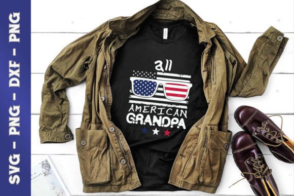 All American Grandpa 4th of July USA Graphics