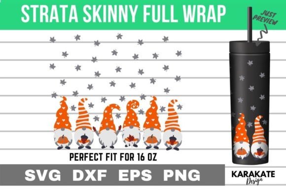 Autumn Gnome, 16 Oz Strata Skinny Wrap: Graphics & Crafts