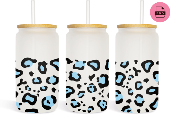 Blue Leopard Libbey Glass Can Wrap: Graphics & Print Templates