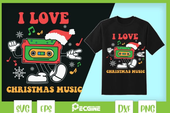 Christmas Music Cassette Tape Graphics for Crafts