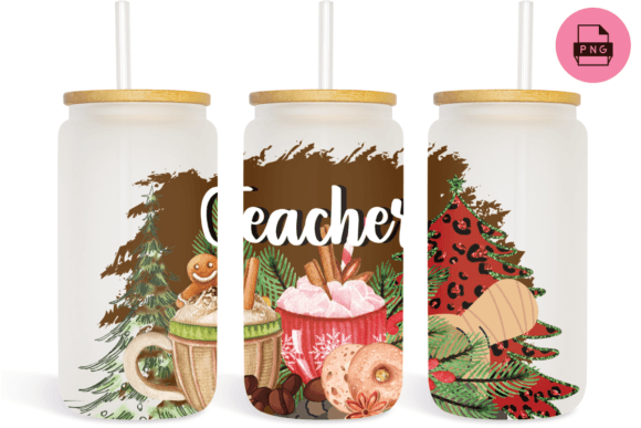 Christmas Teacher Coffee Libbey Glass Graphics