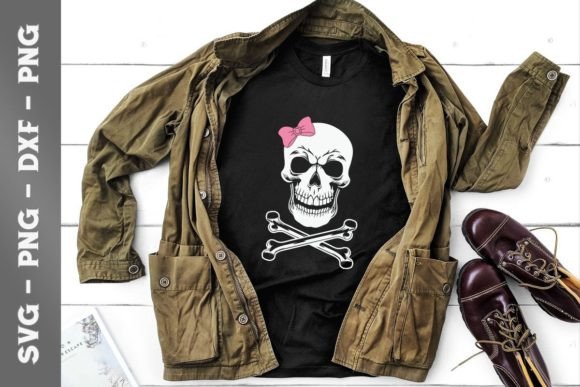 Cute Skull and Cross Bone Pink Bow Tie Graphics
