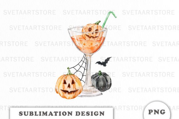 Halloween Pumpkin Cocktail PNG: Graphics for Crafts & Content