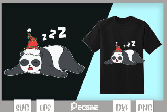 Lazy Panda Bear Sleeping Merry Christmas Graphics