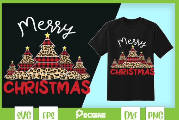 Merry Christmas Retro Tree Leopard Graphics for Crafts