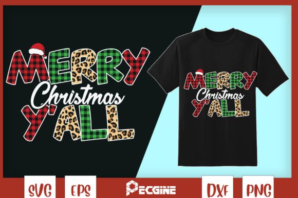Merry Christmas Y all Leopard Graphics for Crafts
