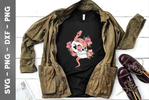 Pastel Goth Cute Creepy Skull Snake Rose Graphics