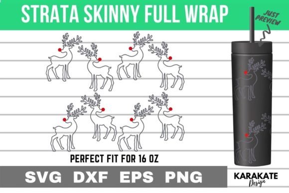 Reindeer Line 16 Oz Strata Skinny Wrap Graphics & Crafts