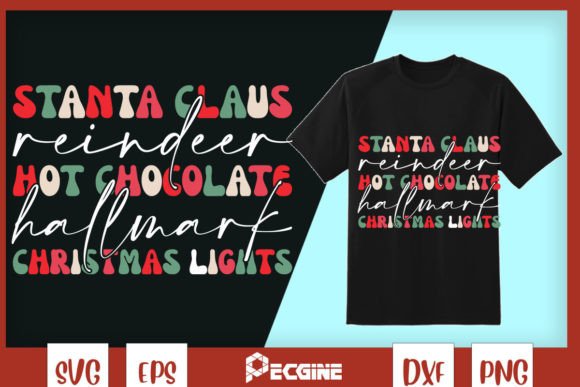 Santa Claus Reindeer Hot Chocolate Retro Graphics