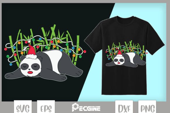 Snowin Snd Sleepin Lazy Panda X-mas Graphics for Crafts