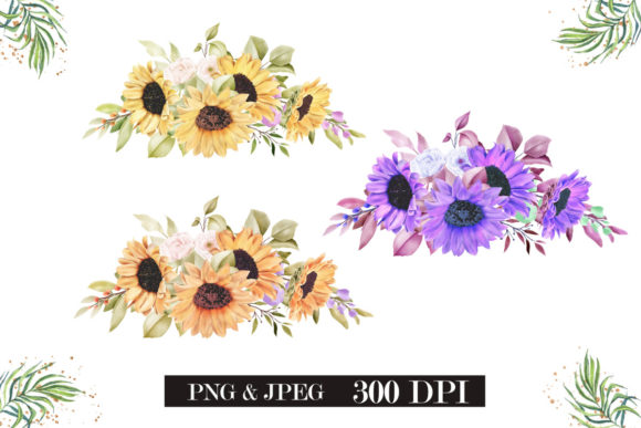 Sublimation Sunflowers Watercolor Design: Graphics for Crafts