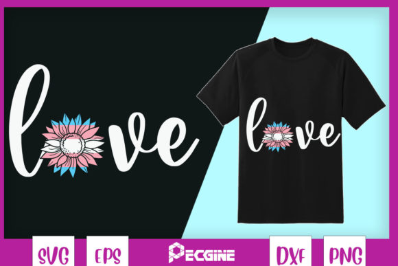 Sunflower Love Transgender Pride Flag Graphics for T-Shirt Designs