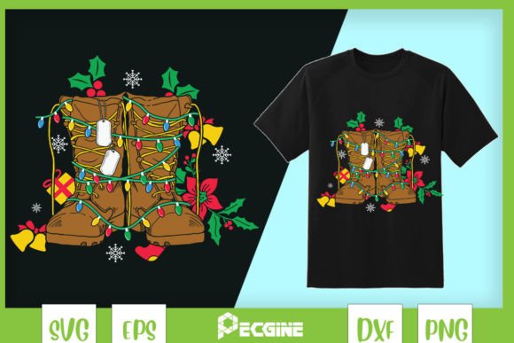 Veteran Boots Christmas Lights Graphics for Crafts